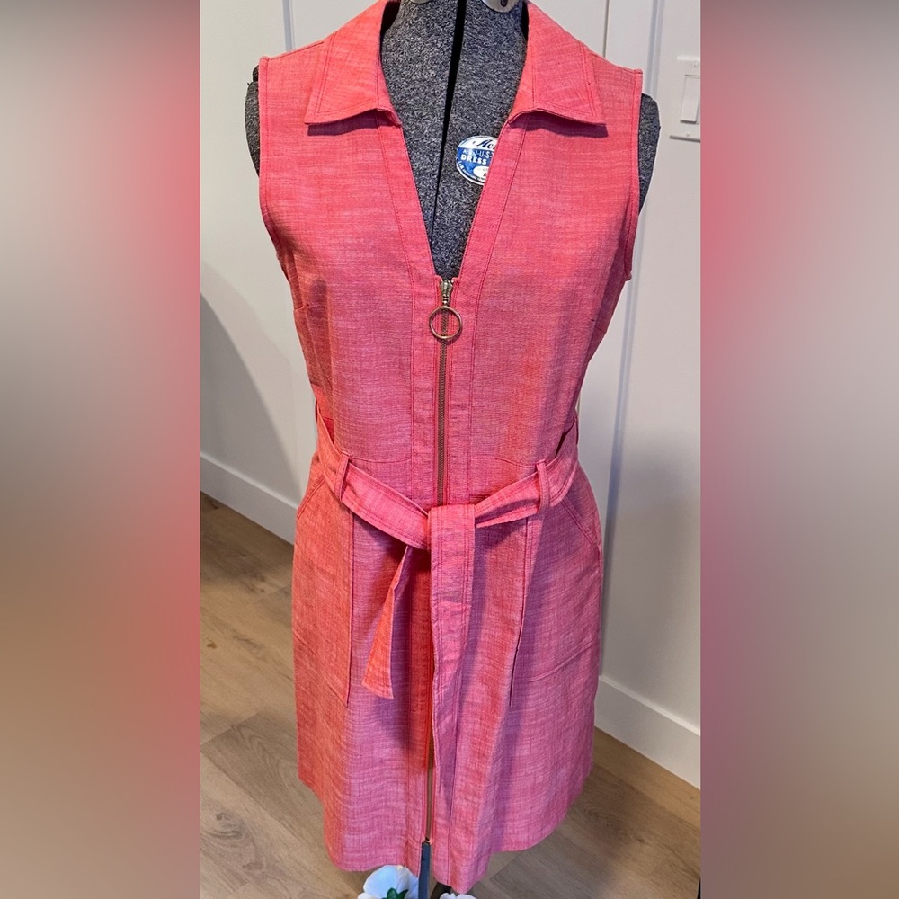 Sharagano Sleeveless Collar Zip-up Dress - Size 12 NWOT